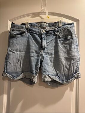 Eddie Bauer Light Blue Denim Shorts with Embroidered Waistband